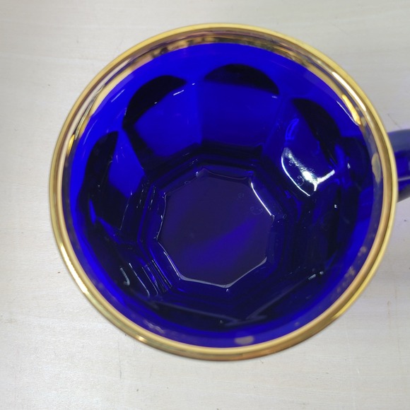 Ronald Reagan Presidential Seal Blue Glass Mug Gold Rim Made in‎ USA - Picture 6 of 6